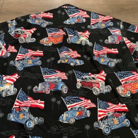 High Seas Trading Co. Patriotic Shirt Mens Size‎ 3XLT  Vintage Cars & Flag - Picture 14 of 14